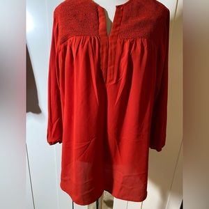 Red Ruched Blouse